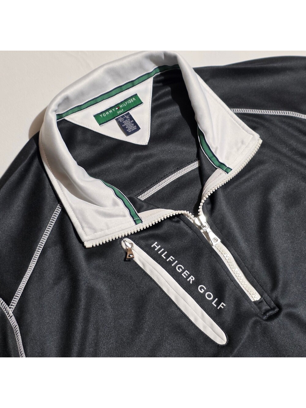 Tommy Hilfiger Golf Men's Black and White Quarter Zip Pullover Size L